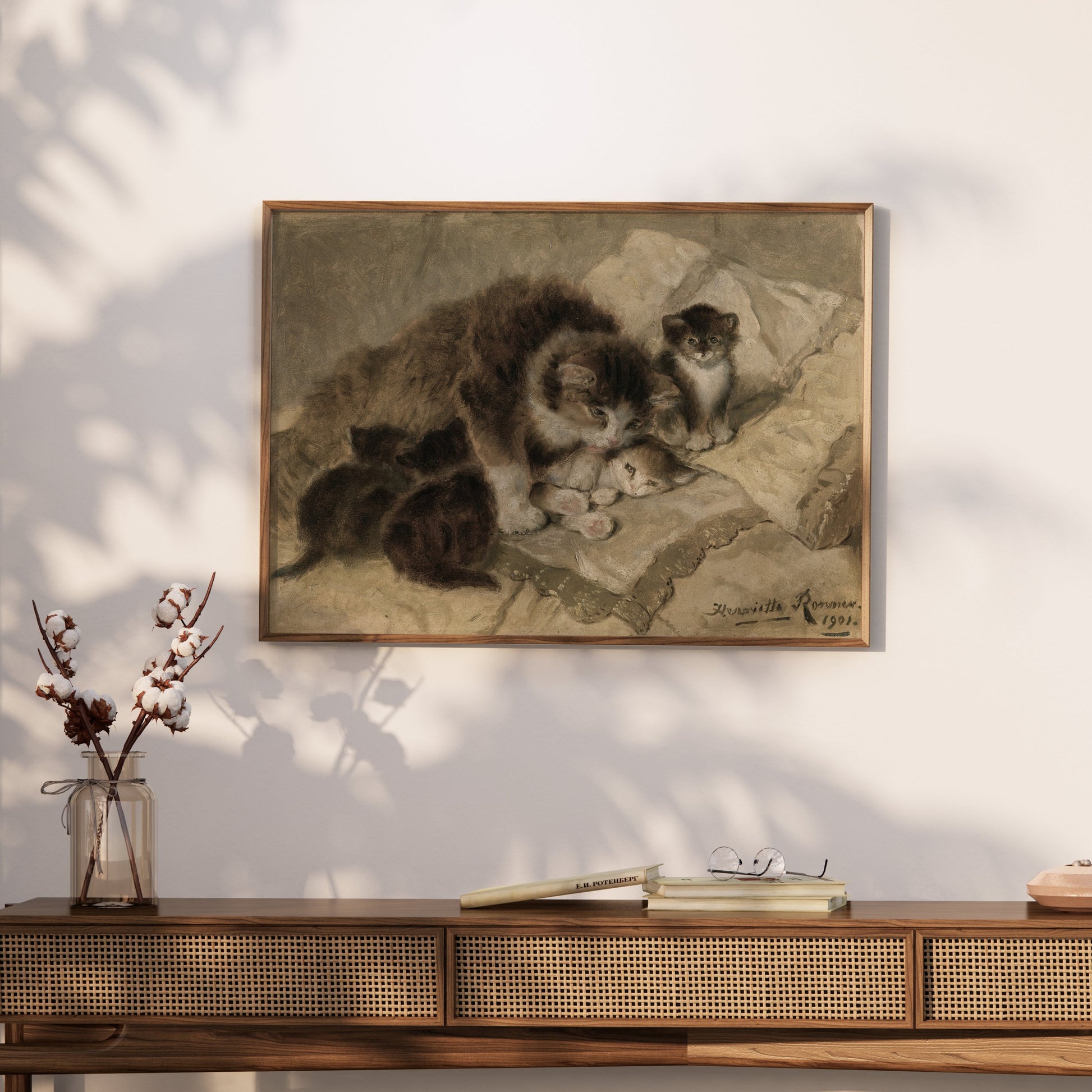 Premium Poster of Vintage Artwork of Cats with Kittens from 1901 Posters