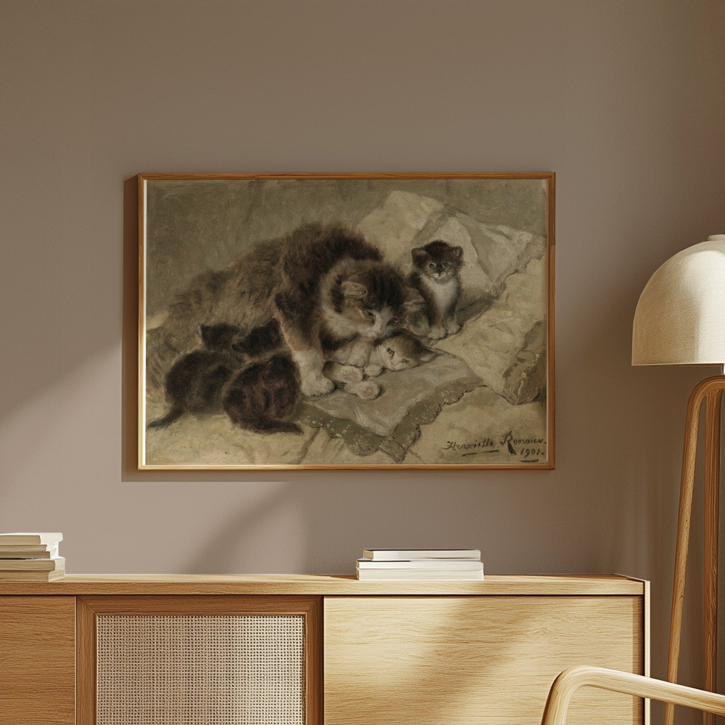Premium Poster of Vintage Artwork of Cats with Kittens from 1901 Posters