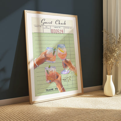 Premium Poster of Vintage Bar Bill Drinks Aesthetic Art Wall Posters