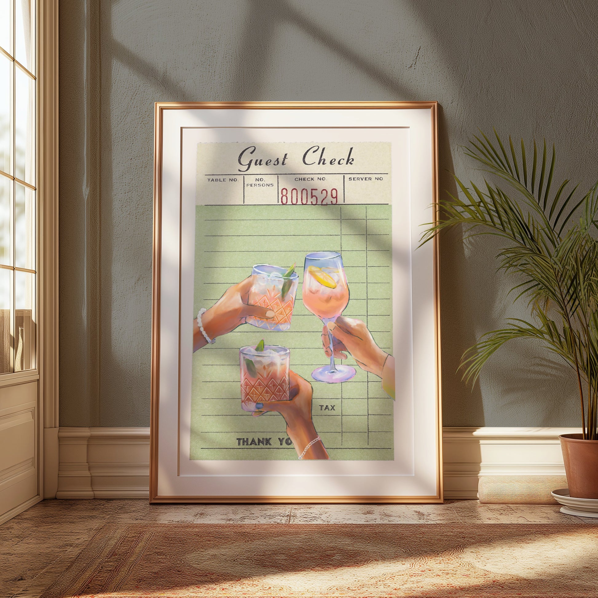Premium Poster of Vintage Bar Bill Drinks Aesthetic Art Wall Posters