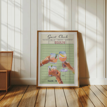 Premium Poster of Vintage Bar Bill Drinks Aesthetic Art Wall Posters