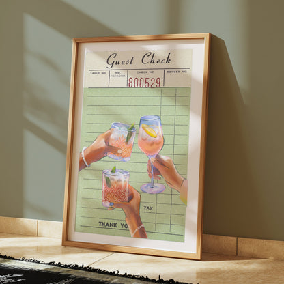 Premium Poster of Vintage Bar Bill Drinks Aesthetic Art Wall Posters