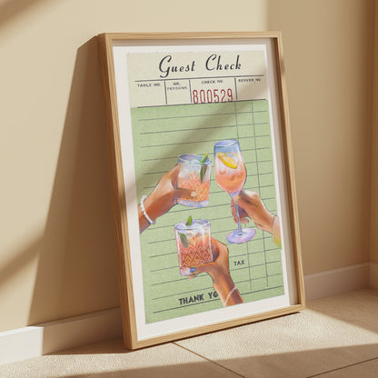 Premium Poster of Vintage Bar Bill Drinks Aesthetic Art Wall Posters
