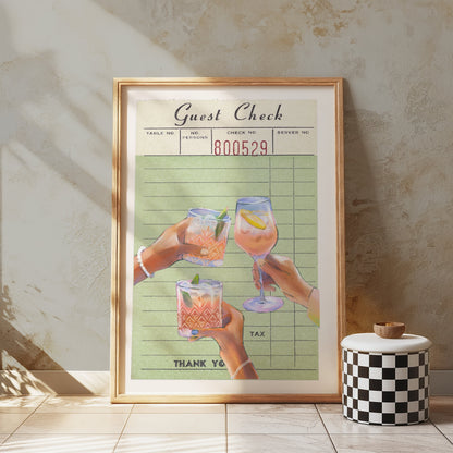 Premium Poster of Vintage Bar Bill Drinks Aesthetic Art Wall Posters