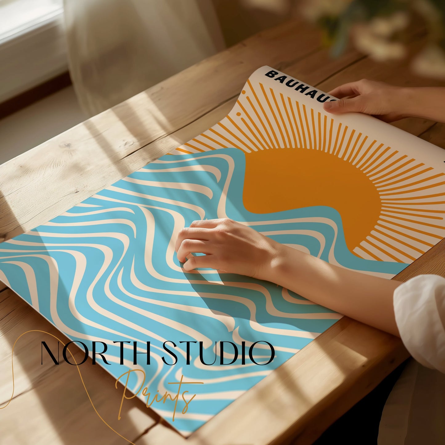 Premium Poster of Vintage Bauhaus 1923 Sunrise Wave Art Posters