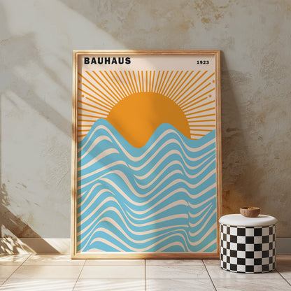Premium Poster of Vintage Bauhaus 1923 Sunrise Wave Art Posters