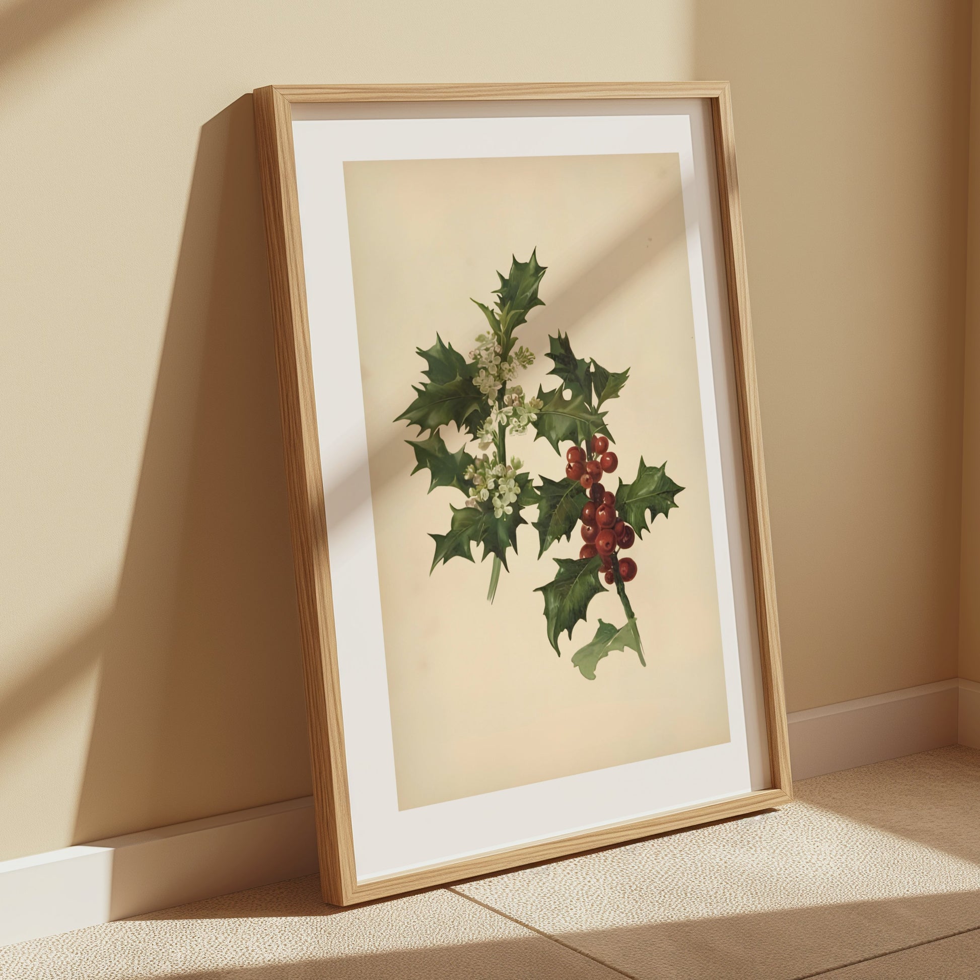 Premium Poster of Vintage Botanical Holly Berries and Leaves Art Posters