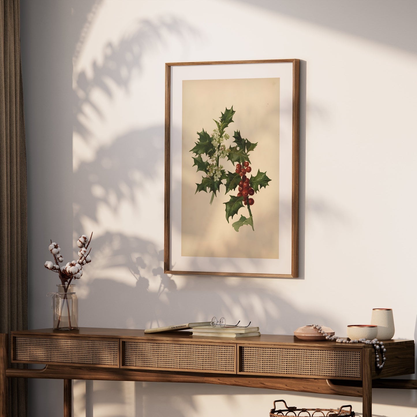 Premium Poster of Vintage Botanical Holly Berries and Leaves Art Posters