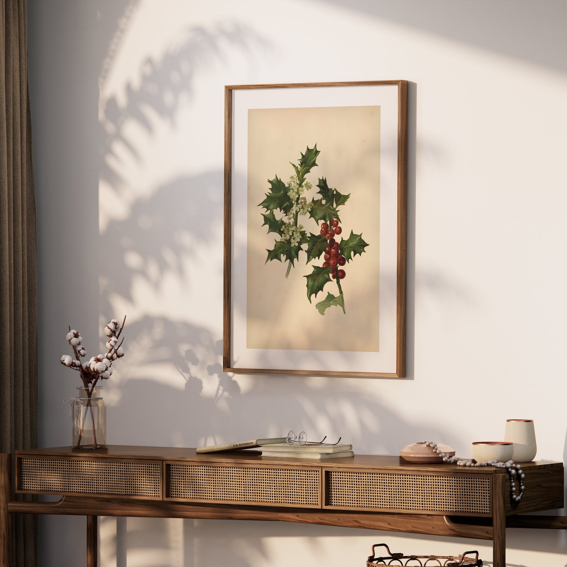 Premium Poster of Vintage Botanical Holly Berries and Leaves Art Posters