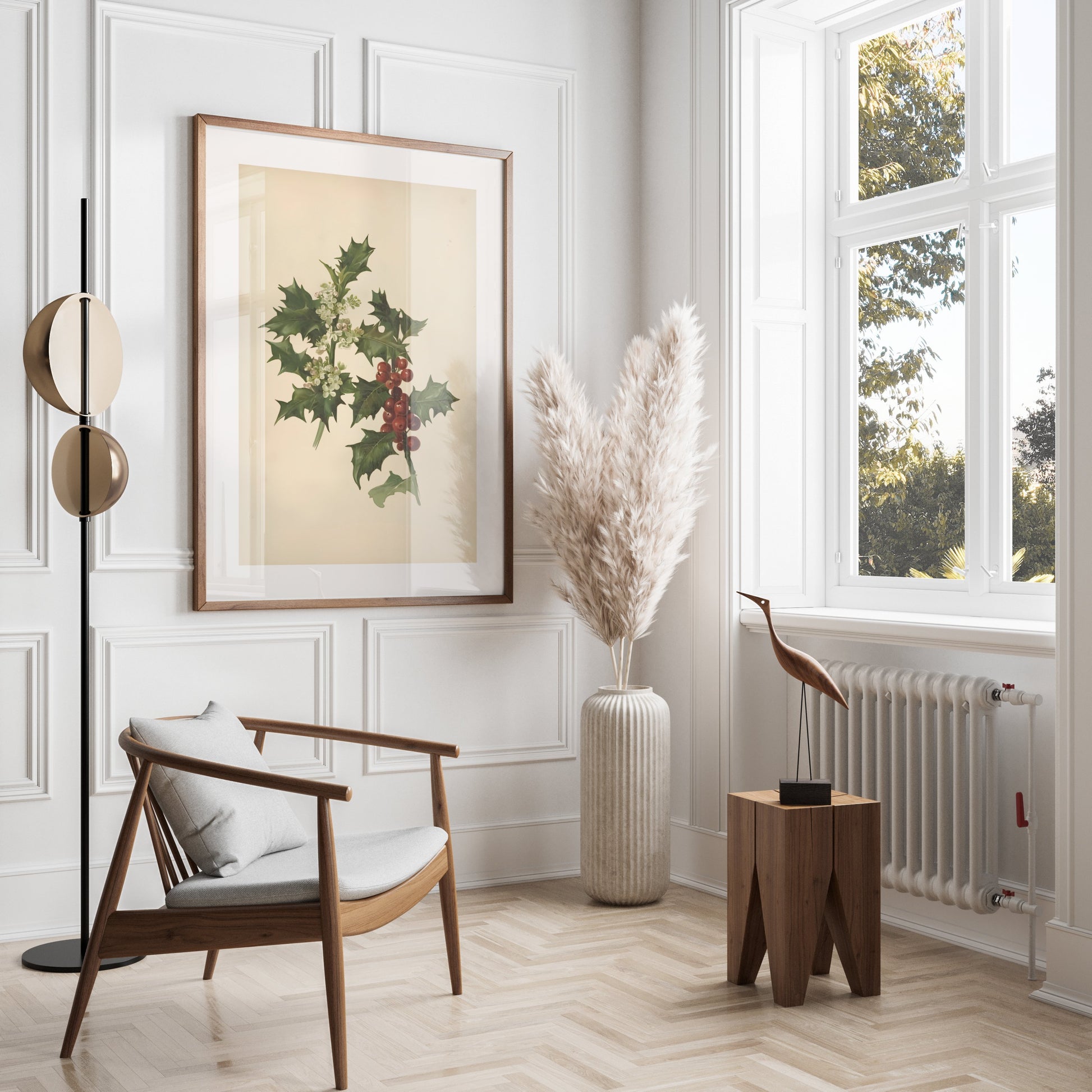 Premium Poster of Vintage Botanical Holly Berries and Leaves Art Posters