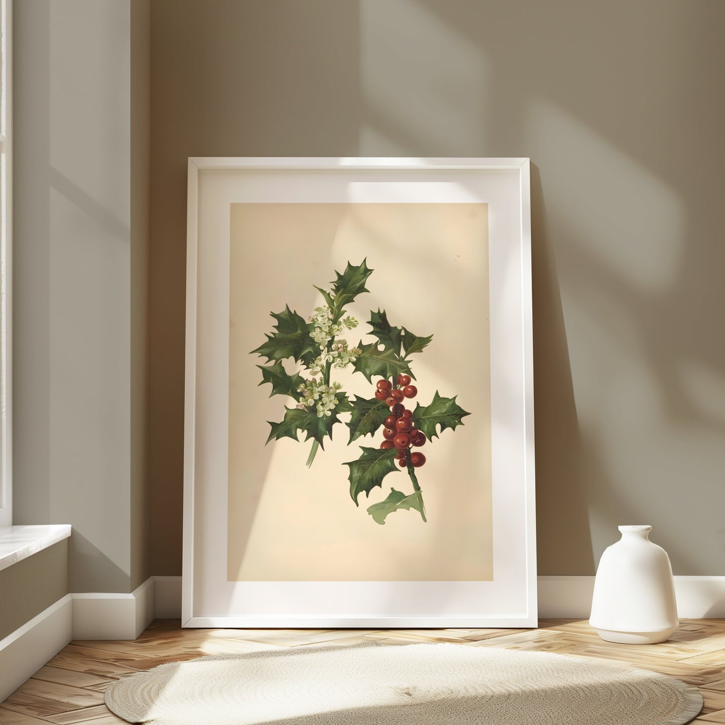 Premium Poster of Vintage Botanical Holly Berries and Leaves Art Posters