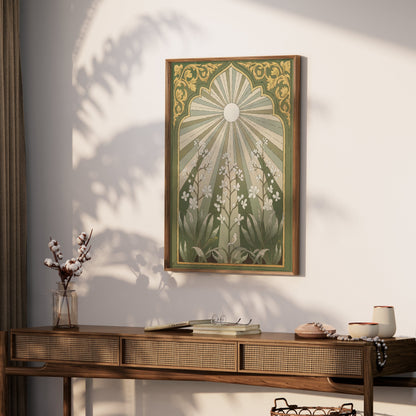 Premium Poster of Vintage Botanical Sunburst Floral Illustration Posters