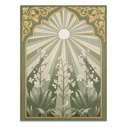 Premium Poster of Vintage Botanical Sunburst Floral Illustration Posters