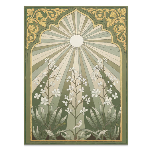 Premium Poster of Vintage Botanical Sunburst Floral Illustration Posters
