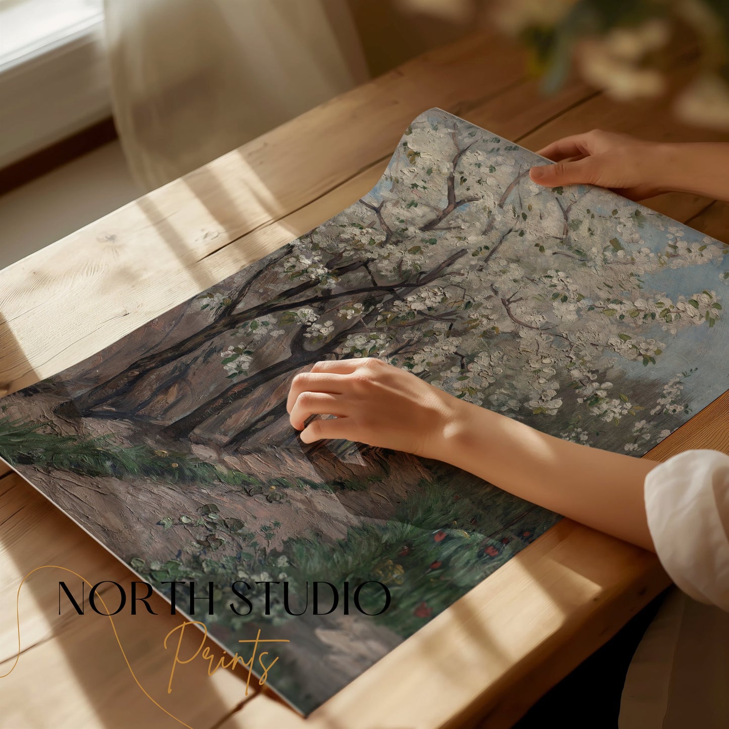 Premium Poster of Vintage Cherry Blossom Pathway Art Print Posters