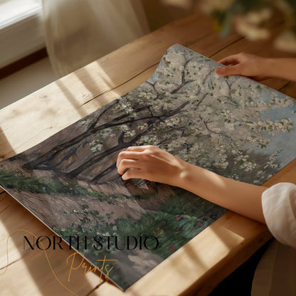 Premium Poster of Vintage Cherry Blossom Pathway Art Print Posters
