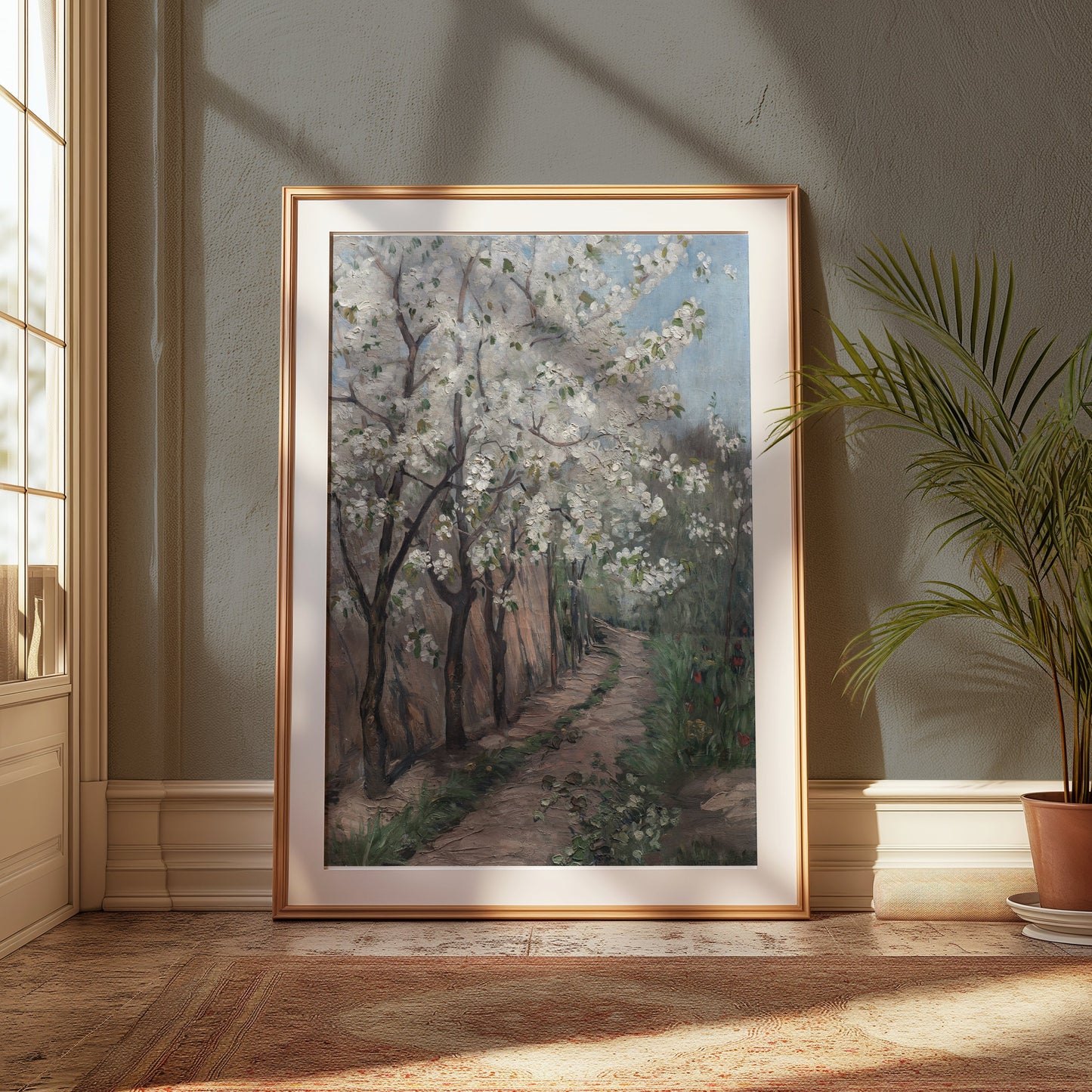 Premium Poster of Vintage Cherry Blossom Pathway Art Print Posters