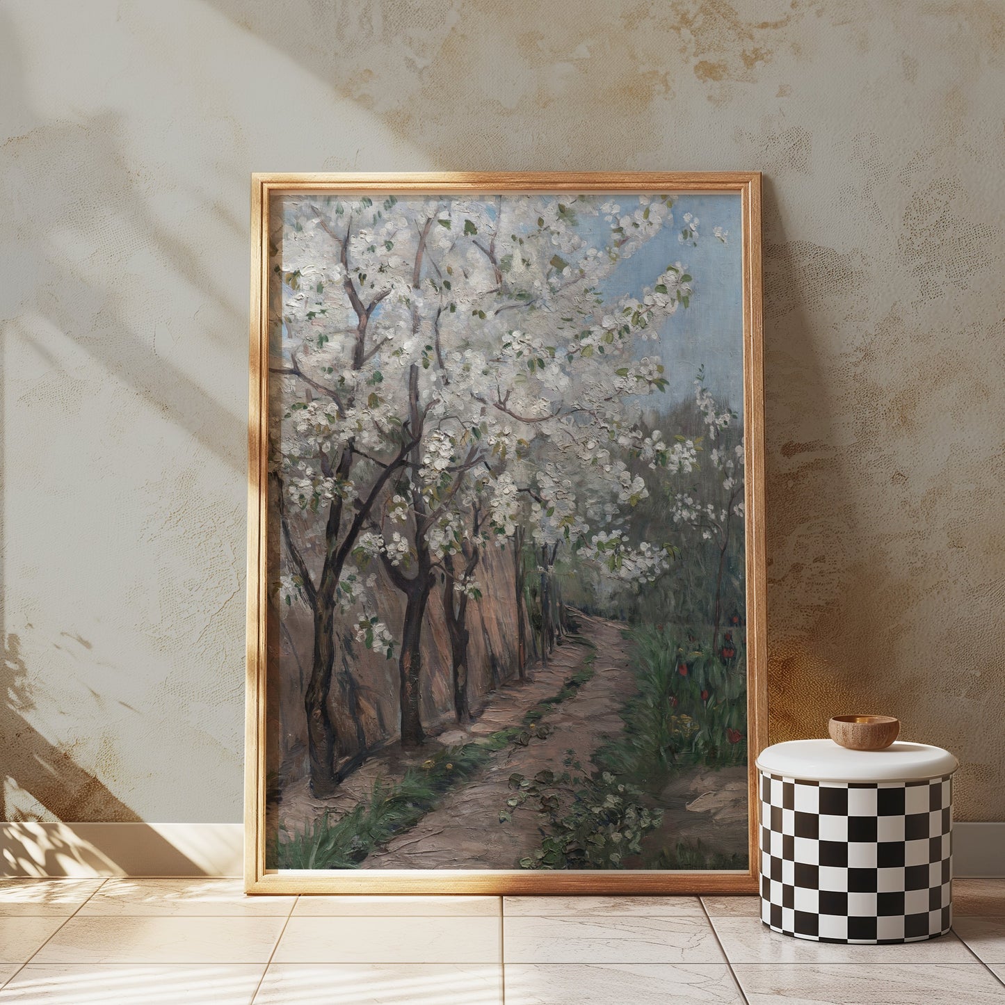 Premium Poster of Vintage Cherry Blossom Pathway Art Print Posters