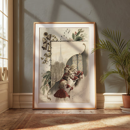 Premium Poster of Vintage Christmas Carol Singers Illustration Posters