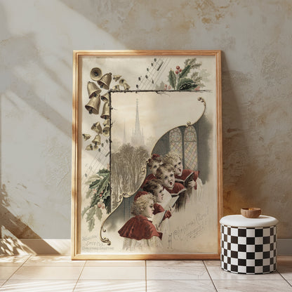 Premium Poster of Vintage Christmas Carol Singers Illustration Posters