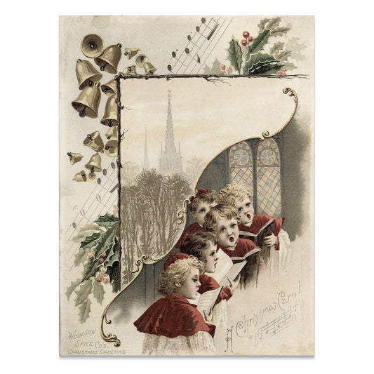 Premium Poster of Vintage Christmas Carol Singers Illustration Posters