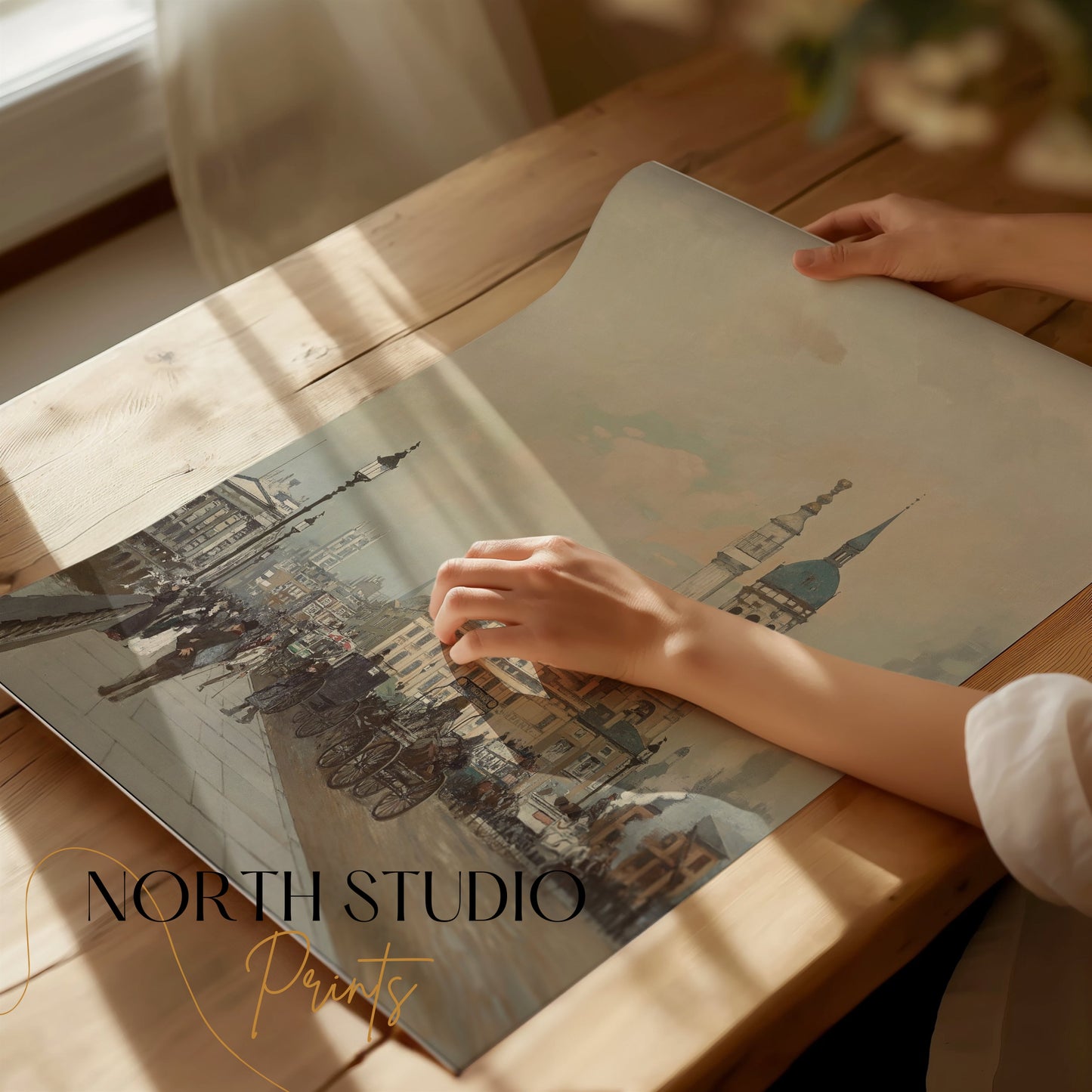 Premium Poster of Vintage Cityscape with Classic Architecture Posters