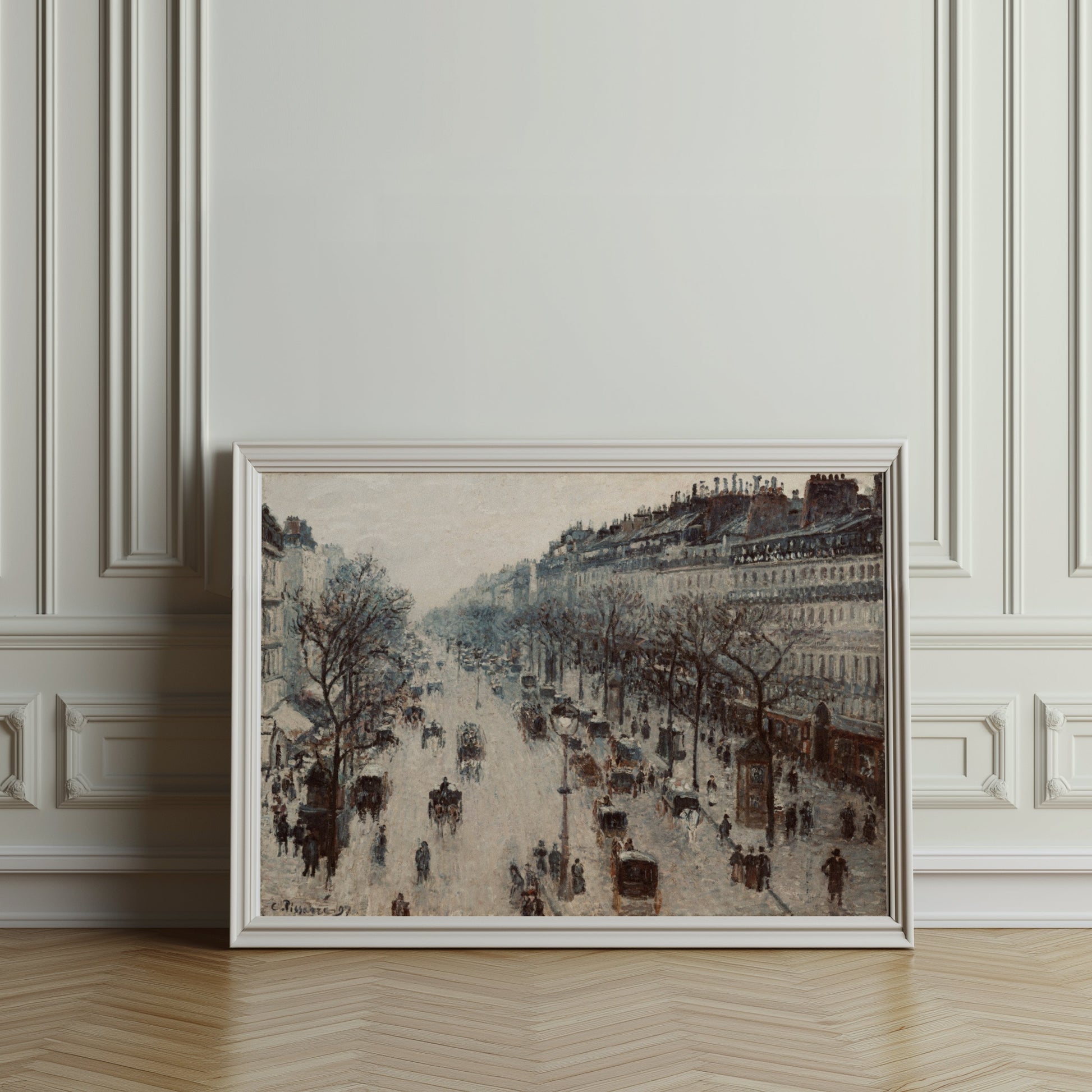 Premium Poster of Vintage Cityscape with Horse Carriages Posters