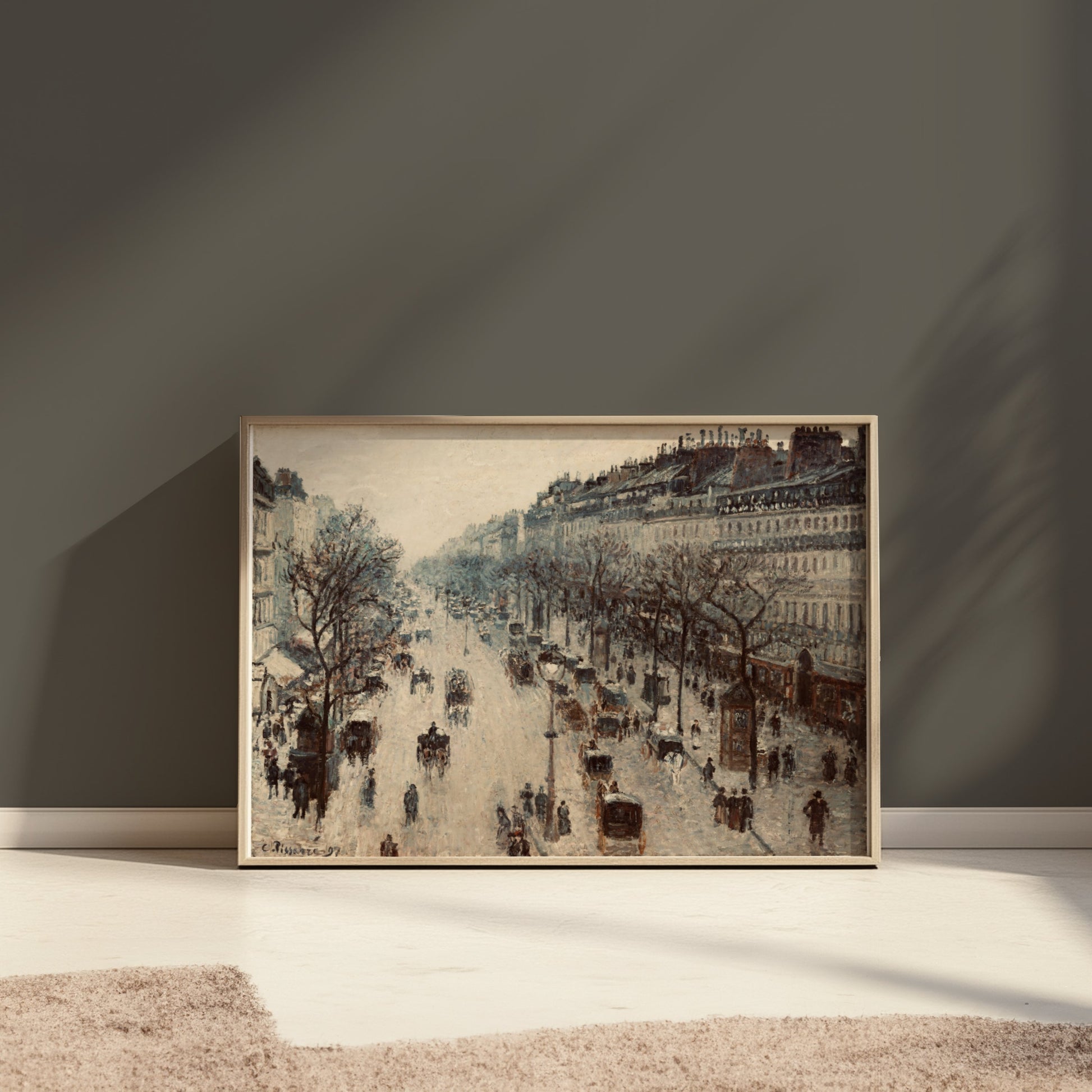 Premium Poster of Vintage Cityscape with Horse Carriages Posters
