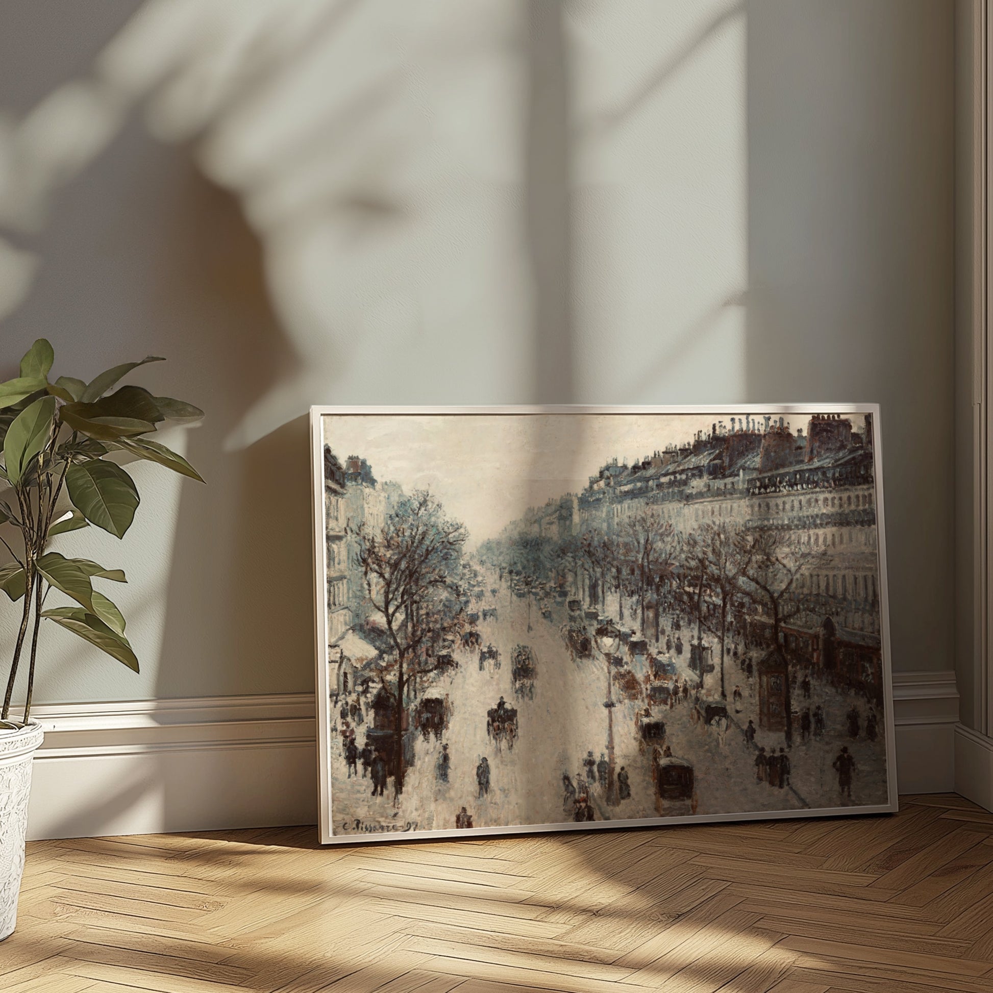 Premium Poster of Vintage Cityscape with Horse Carriages Posters