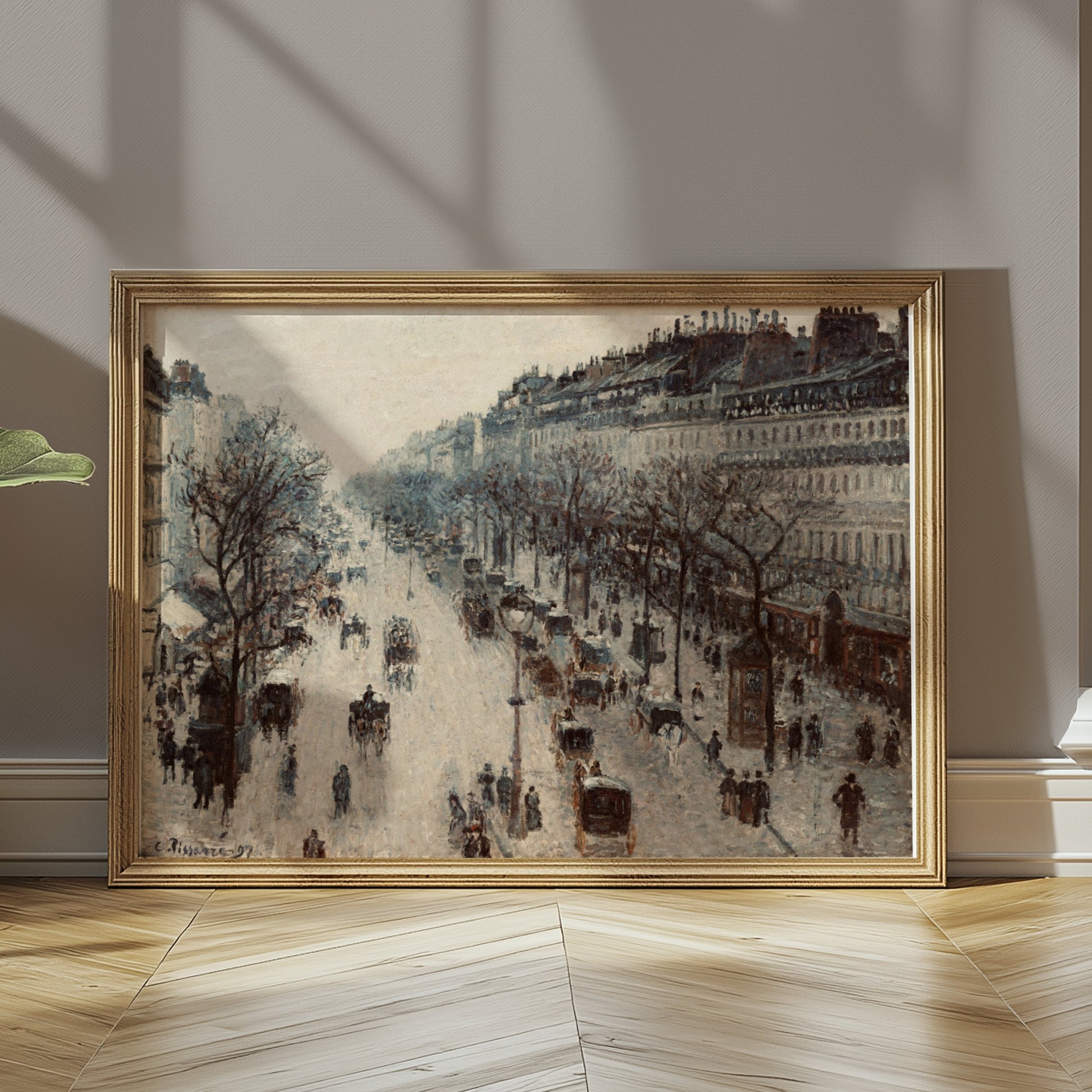 Premium Poster of Vintage Cityscape with Horse Carriages Posters