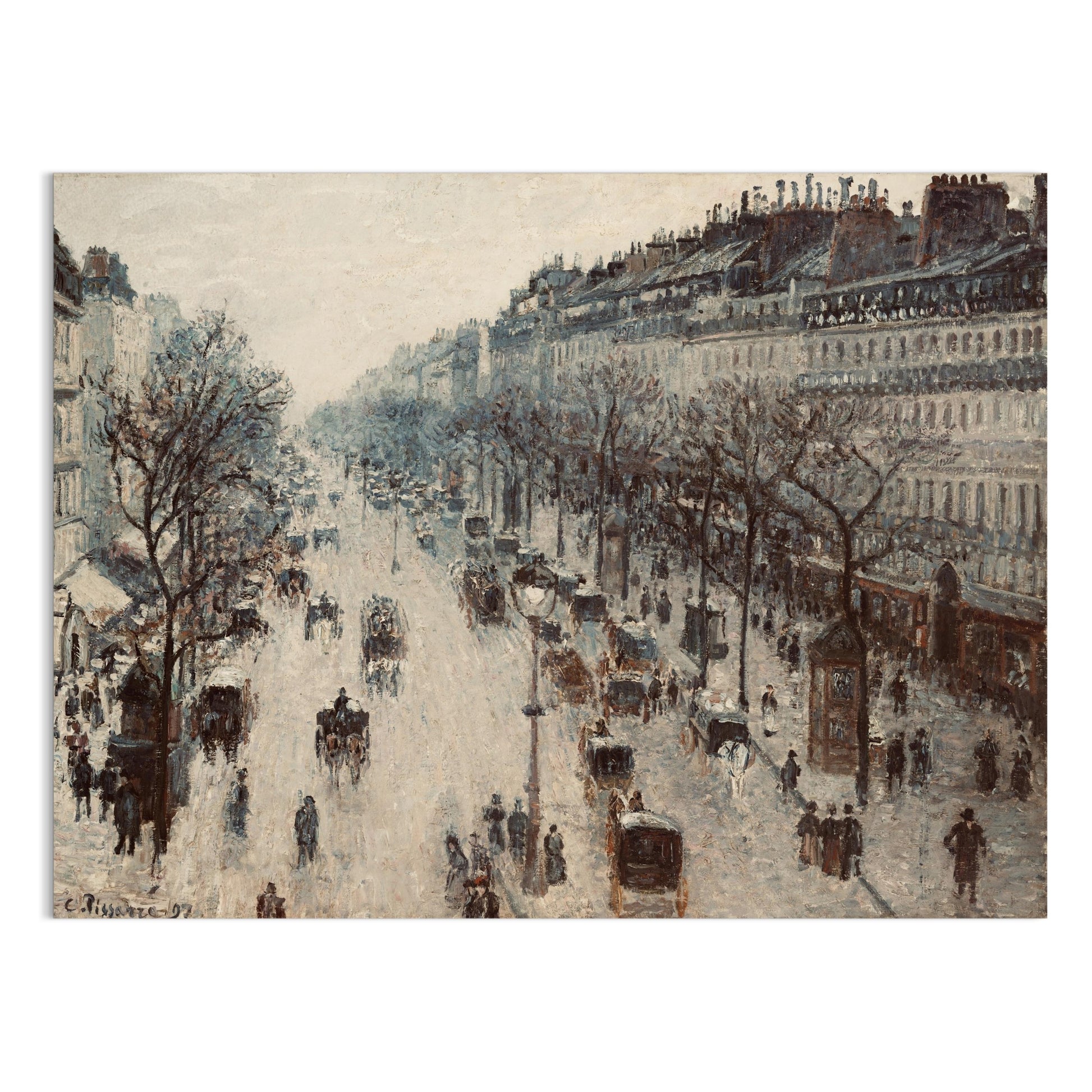 Premium Poster of Vintage Cityscape with Horse Carriages Posters