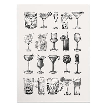 Premium Poster of Vintage Cocktail and Drink Illustrations Posters