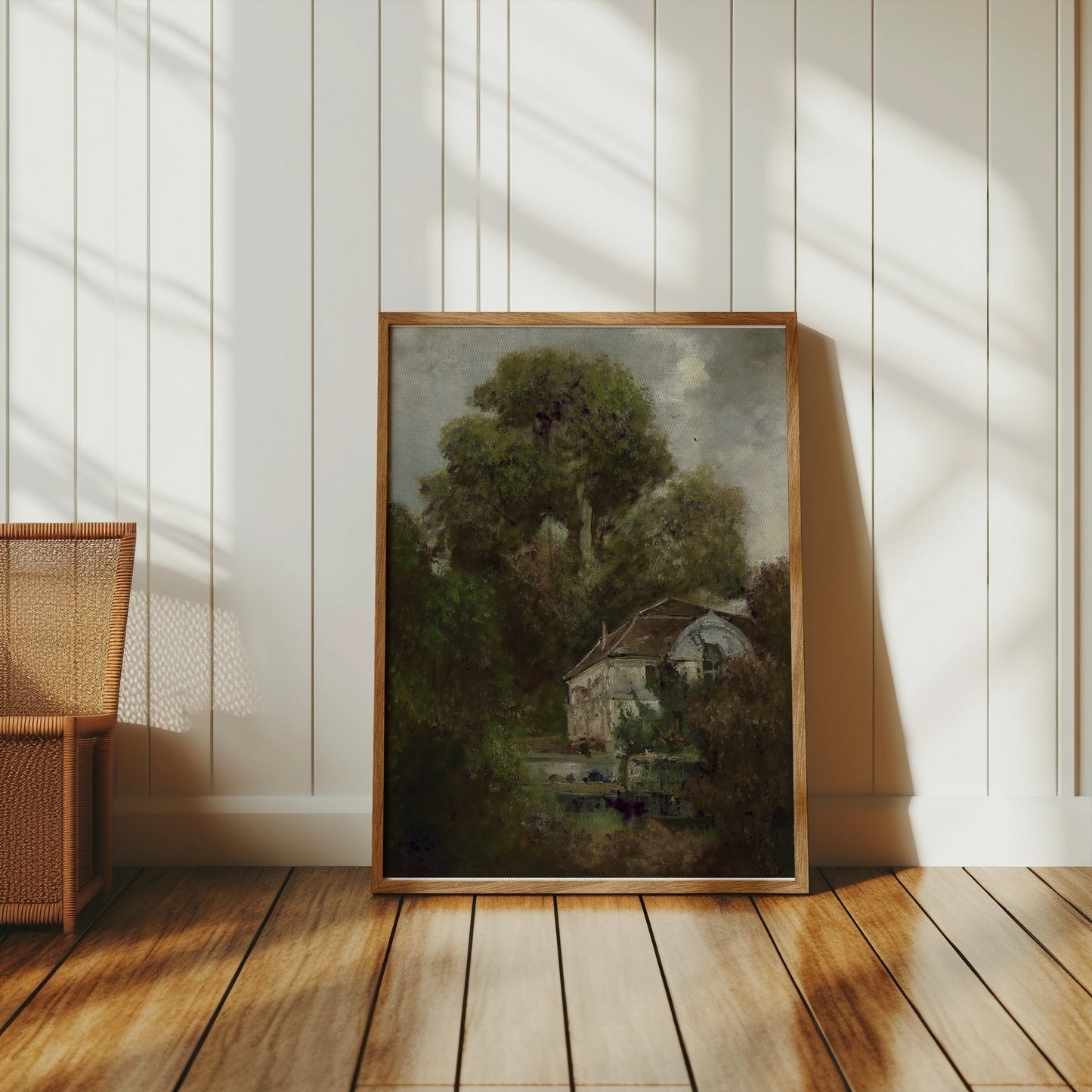 Premium Poster of Vintage Cottage with Overgrown Trees Posters