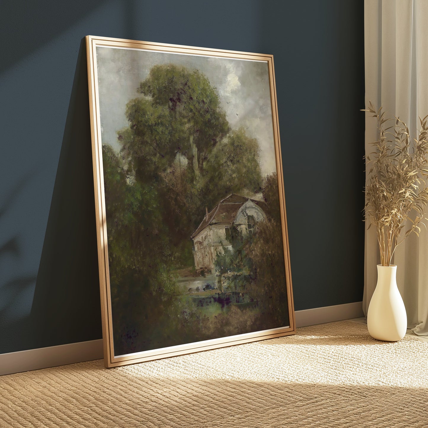 Premium Poster of Vintage Cottage with Overgrown Trees Posters