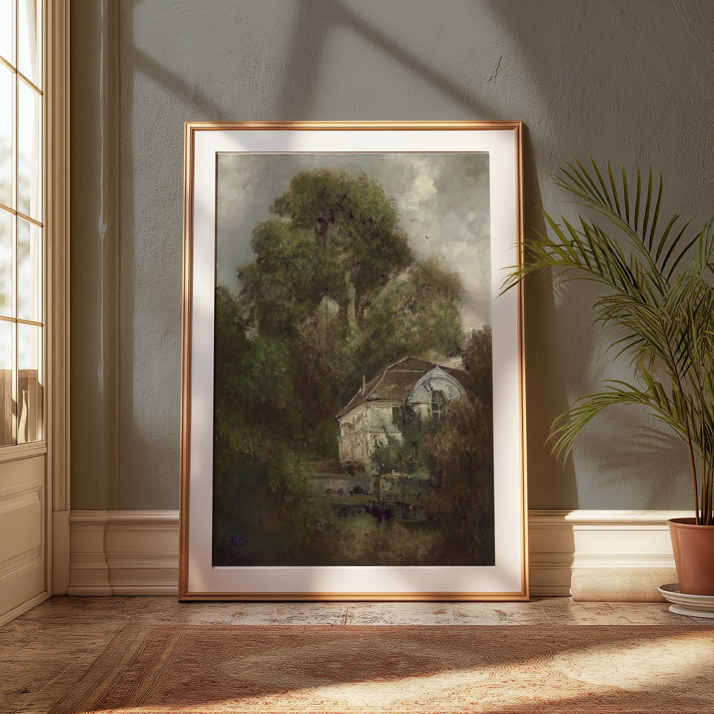 Premium Poster of Vintage Cottage with Overgrown Trees Posters