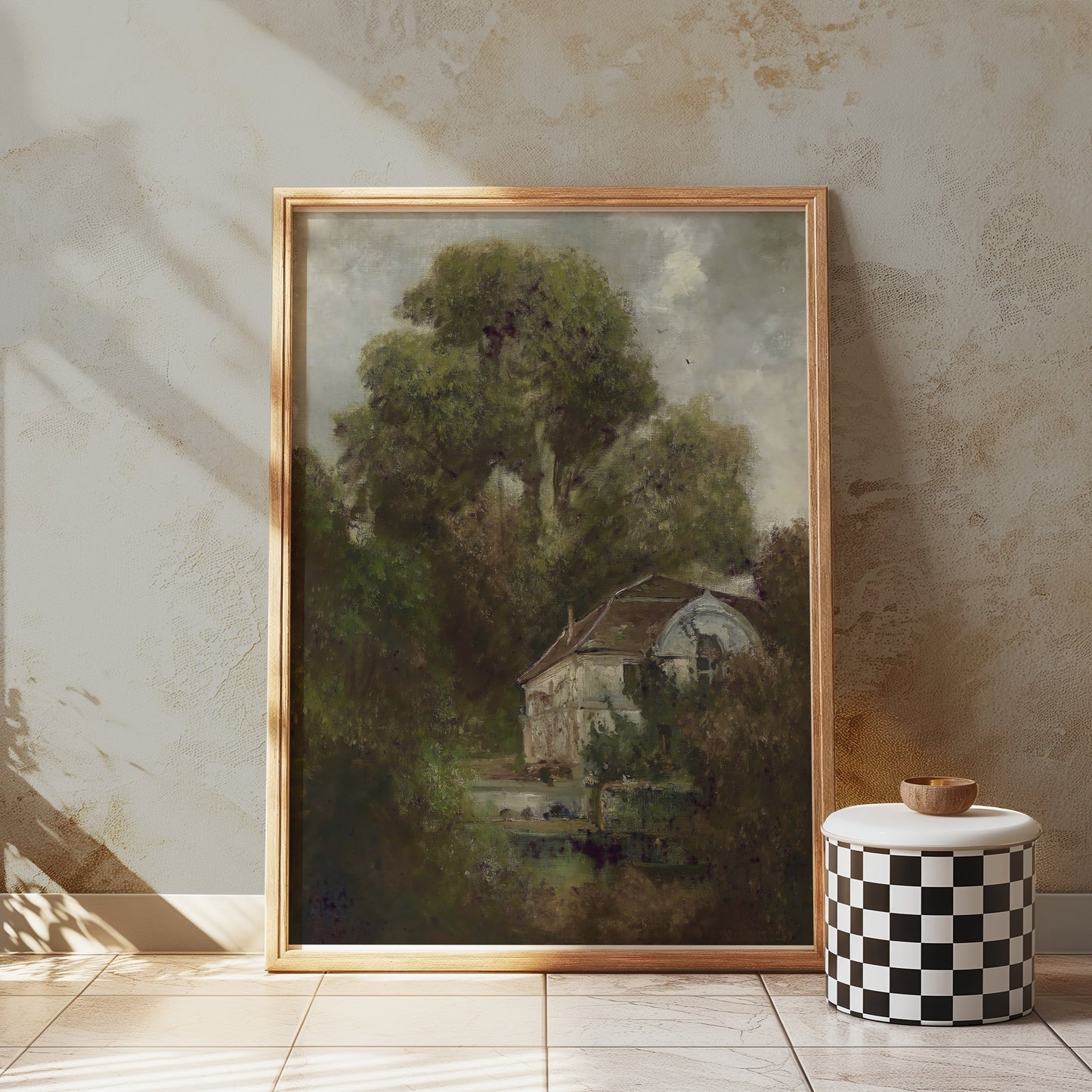 Premium Poster of Vintage Cottage with Overgrown Trees Posters