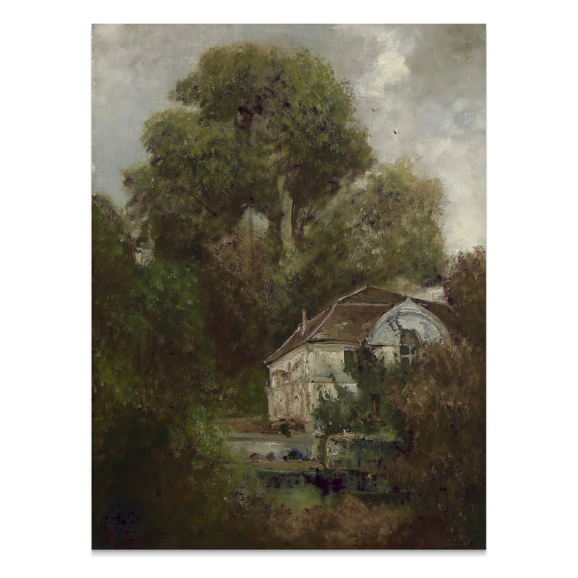 Premium Poster of Vintage Cottage with Overgrown Trees Posters
