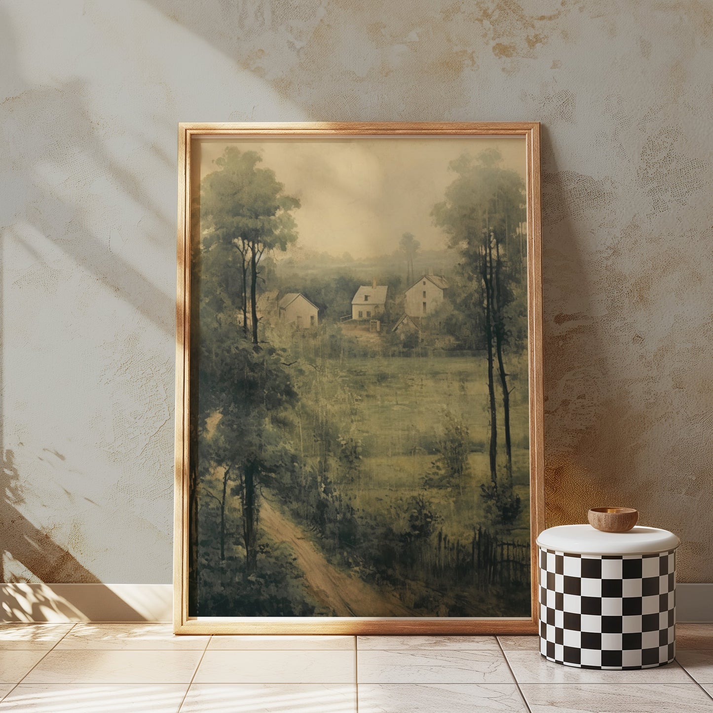 Premium Poster of Vintage Countryside Landscape Art Green Aesthetic Posters