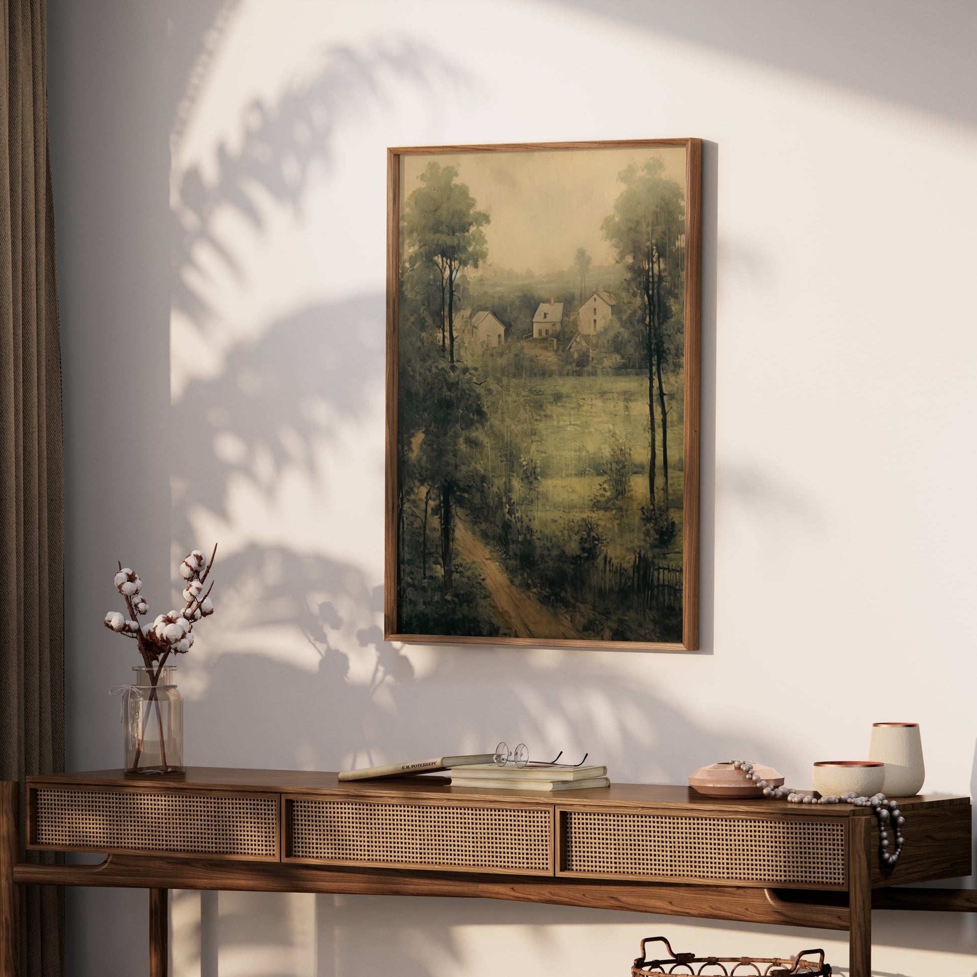 Premium Poster of Vintage Countryside Landscape Art Green Aesthetic Posters