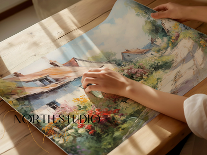 Premium Poster of Vintage Countryside Landscape Artwork Print Posters