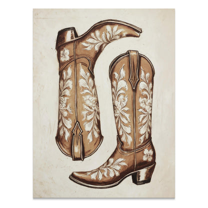 Premium Poster of Vintage Cowboy Boots with Floral Patterns Posters