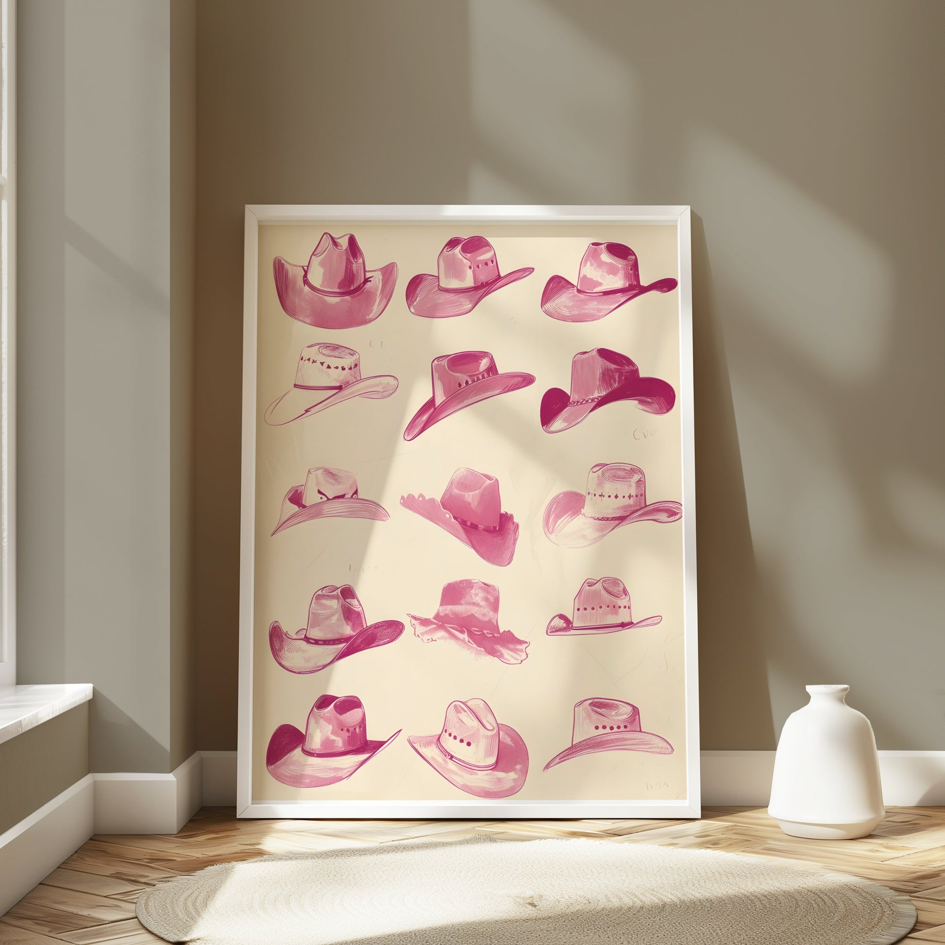 Premium Poster of Vintage Cowboy Hats Collection Wall Art Posters