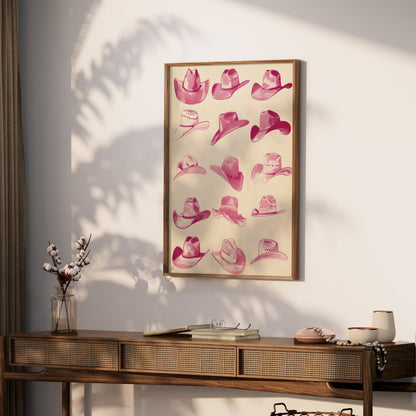 Premium Poster of Vintage Cowboy Hats Collection Wall Art Posters