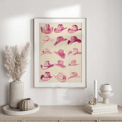 Premium Poster of Vintage Cowboy Hats Collection Wall Art Posters