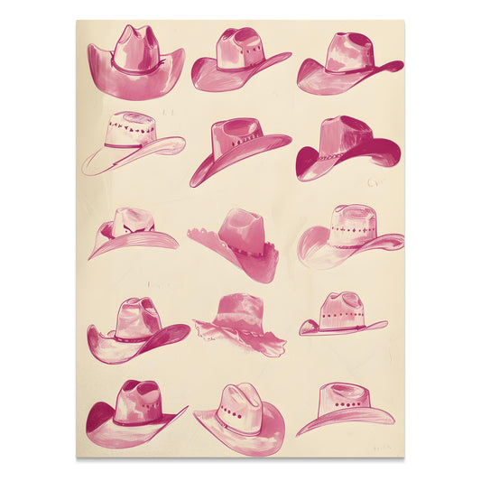 Premium Poster of Vintage Cowboy Hats Collection Wall Art Posters