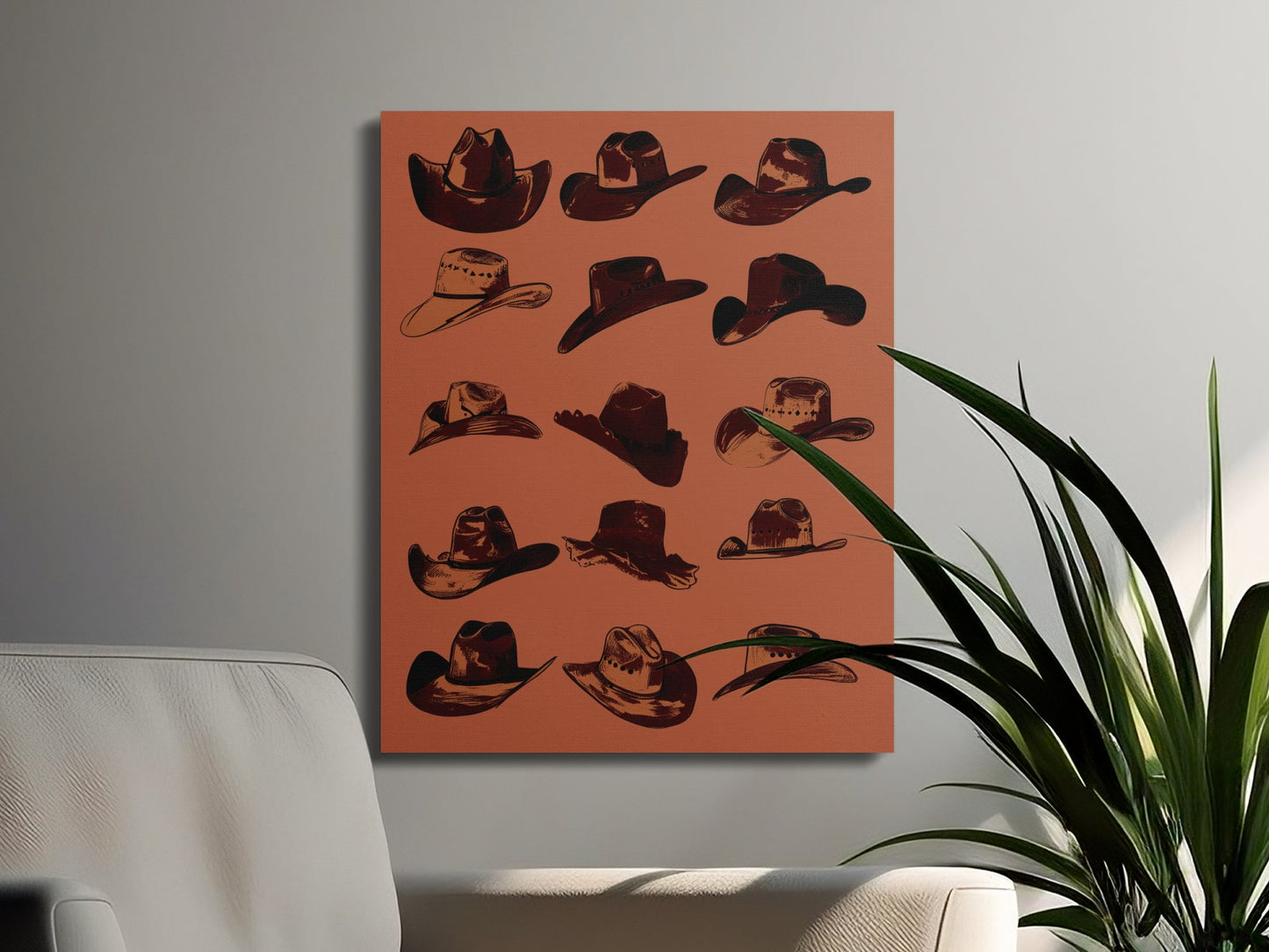 Premium Poster of Vintage Cowboy Hats Wall Art Canvas Wraps