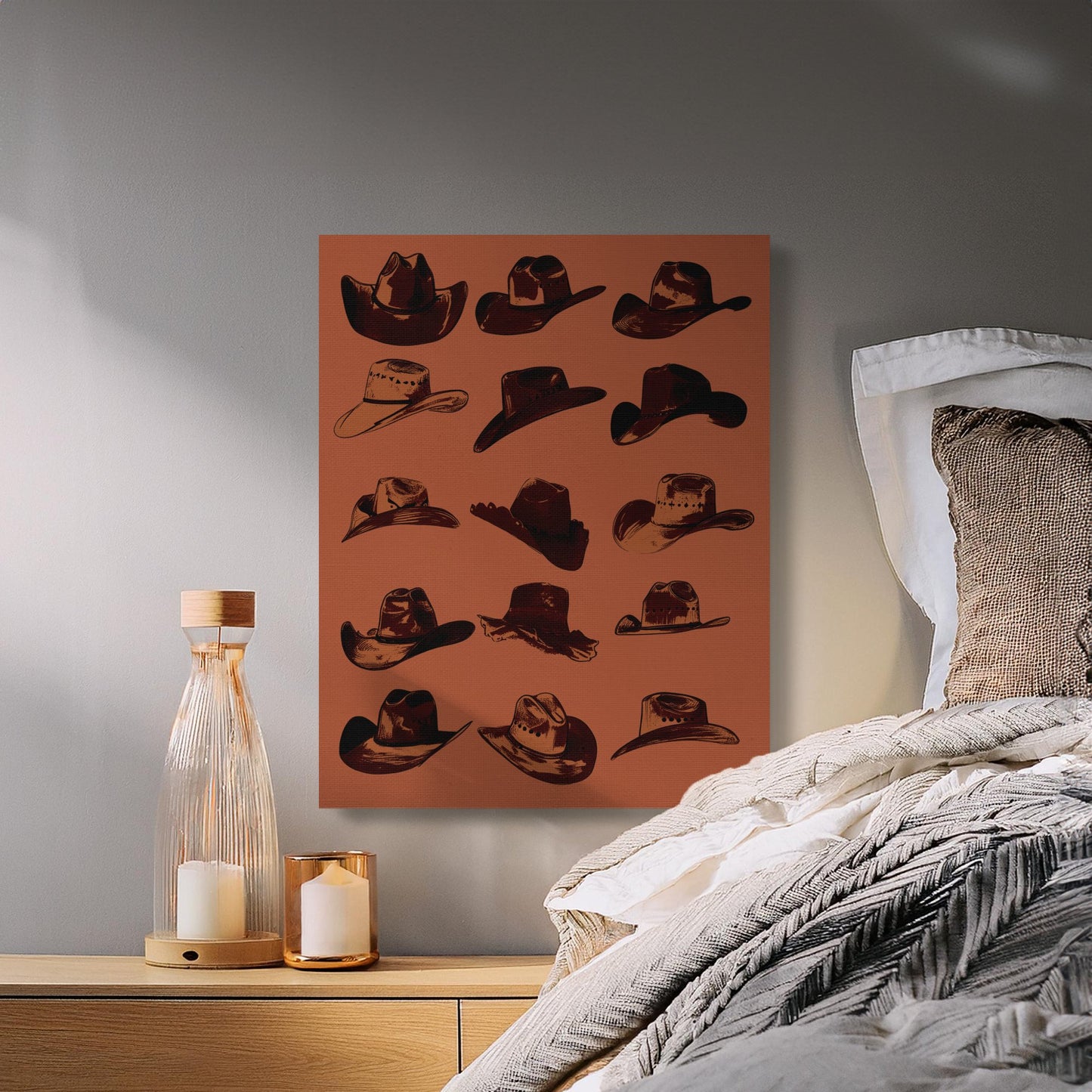 Premium Poster of Vintage Cowboy Hats Wall Art Canvas Wraps