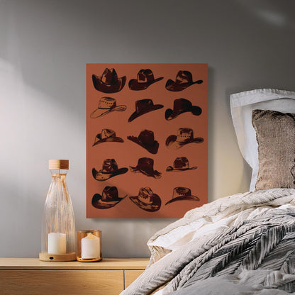 Premium Poster of Vintage Cowboy Hats Wall Art Canvas Wraps
