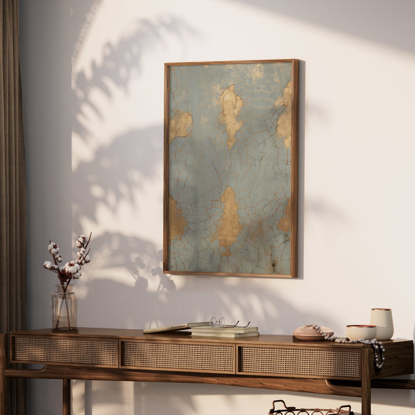 Premium Poster of Vintage Crackled Gold and Turquoise Abstract Art Posters