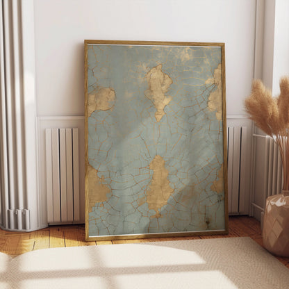 Premium Poster of Vintage Crackled Gold and Turquoise Abstract Art Posters